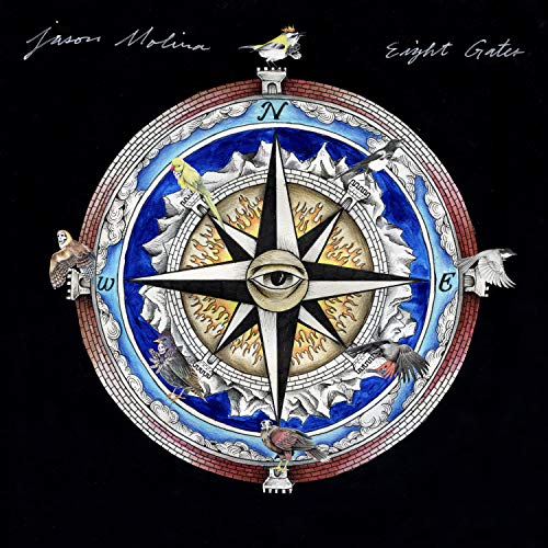Album cover: compass rose with birds, mountains, and a central eye.