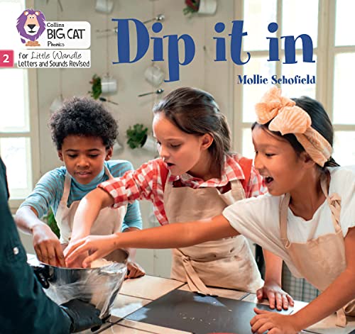 Children baking together, illustrated book cover titled "Dip it in.
