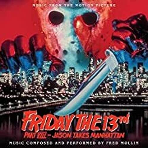 CD cover for “Friday The 13th Part 8” featuring Jason’s mask and a knife.