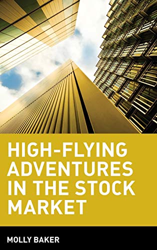 Book cover with skyscrapers and bold yellow text: "High-Flying Adventures.