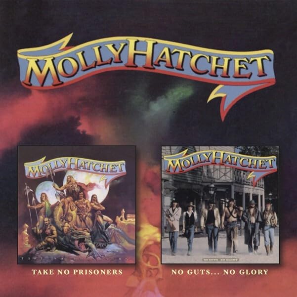 Molly Hatchet CD cover featuring band members and a hatchet graphic.