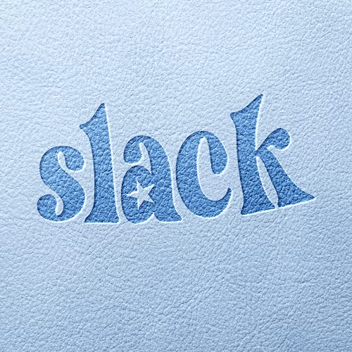 Blue, textured letters spelling “slack” on a light blue background.