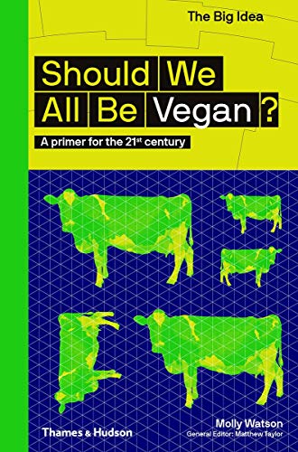 Book cover with yellow and blue geometric design, featuring illustrated cows.