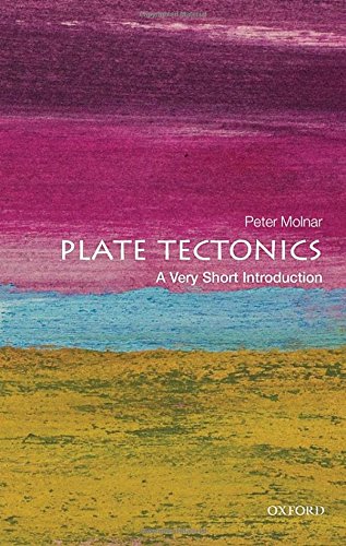 Book cover: "Plate Tectonics" with abstract colorful landscape background.