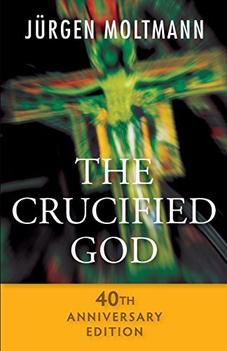 Book cover: "The Crucified God" with a blurred, colorful cross image.