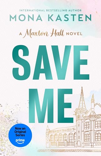 Book cover with large teal text “SAVE ME” and sketched building.