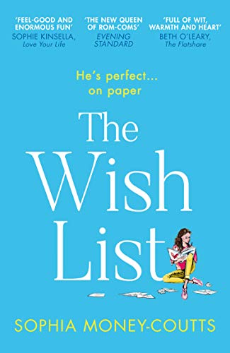 Book cover: “The Wish List” by Sophia Money-Coutts, with illustration of a woman reading.