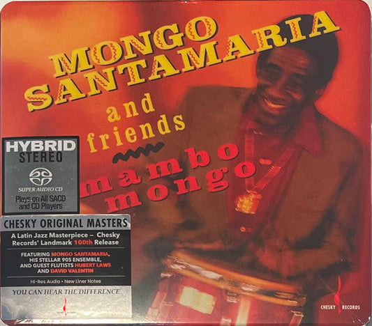 CD cover for Mongo Santamaria’s “Mambo Mongo” with red and yellow text.