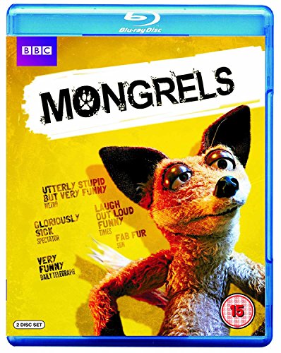 Blu-ray cover for “Mongrels” featuring a puppet fox and BBC logo.