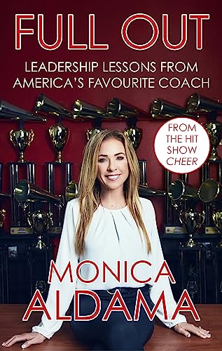 Book cover featuring Monica Aldama with cheerleading trophies in background.