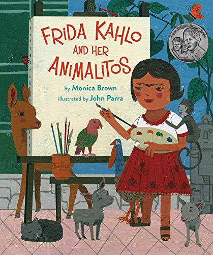 Book cover: Frida Kahlo painting with deer, monkey, and birds.
