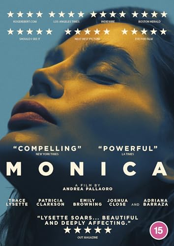DVD cover for the film "Monica" featuring a close-up of a woman's face.