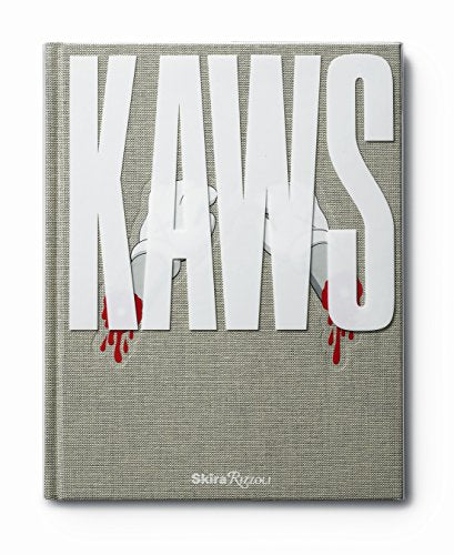 Book cover featuring the word KAWS in large white letters with cartoon hands dripping blood.