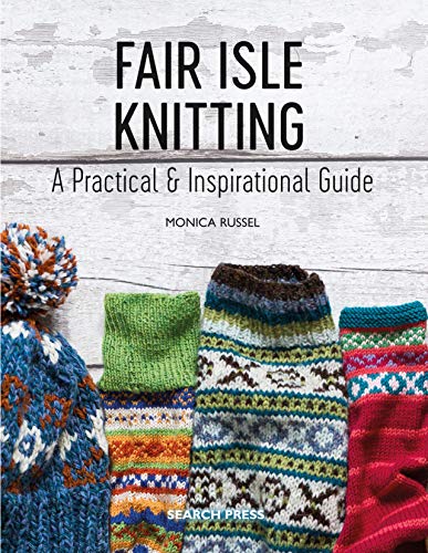 Book cover with colorful Fair Isle knitted hats and sweater sleeves.