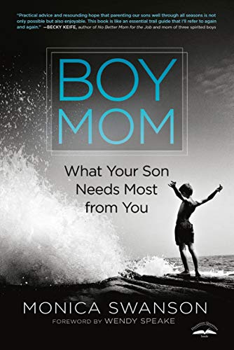 Book cover: "Boy Mom" with a boy silhouetted against ocean waves.