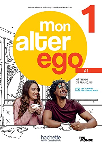 French textbook cover with two smiling people and a large red circle.