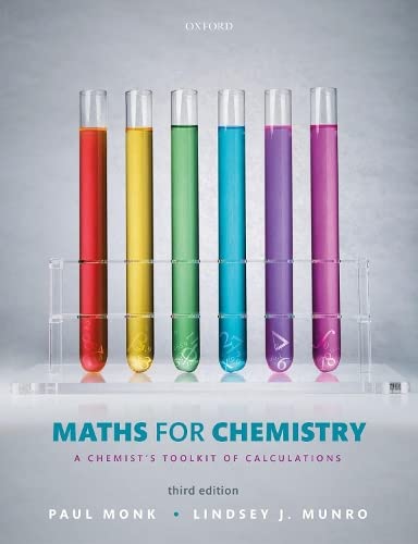 Book cover: "Maths for Chemistry" with test tubes filled with colored liquids.