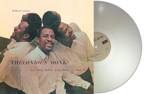 Thelonious Monk Brilliant Corners album cover next to a clear vinyl record.