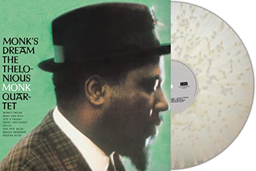 Thelonious Monk album cover and clear/white splatter vinyl record.