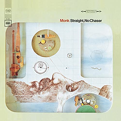 Thelonious Monk’s “Straight, No Chaser” album cover with abstract art.
