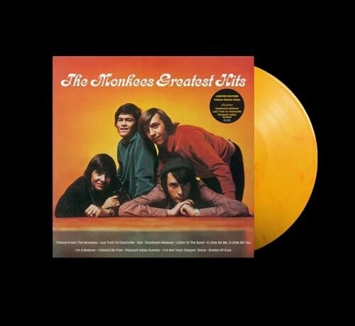 The Monkees’ “Greatest Hits” yellow vinyl record, sealed, with album cover shown.