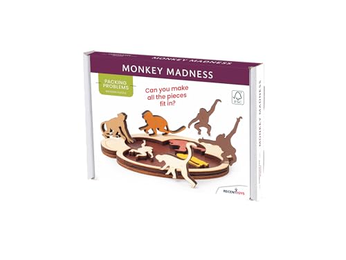 Box for “Monkey Madness Puzzle” showing wooden monkey-shaped puzzle pieces.