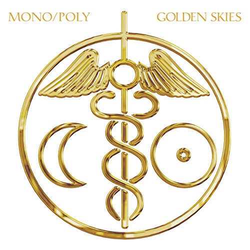The image depicts a gold symbol on a beige background, representing a music album cover. #### Alt text: "Beige album cover with gold symbol and text 'Mono/Poly Golden Skies'."