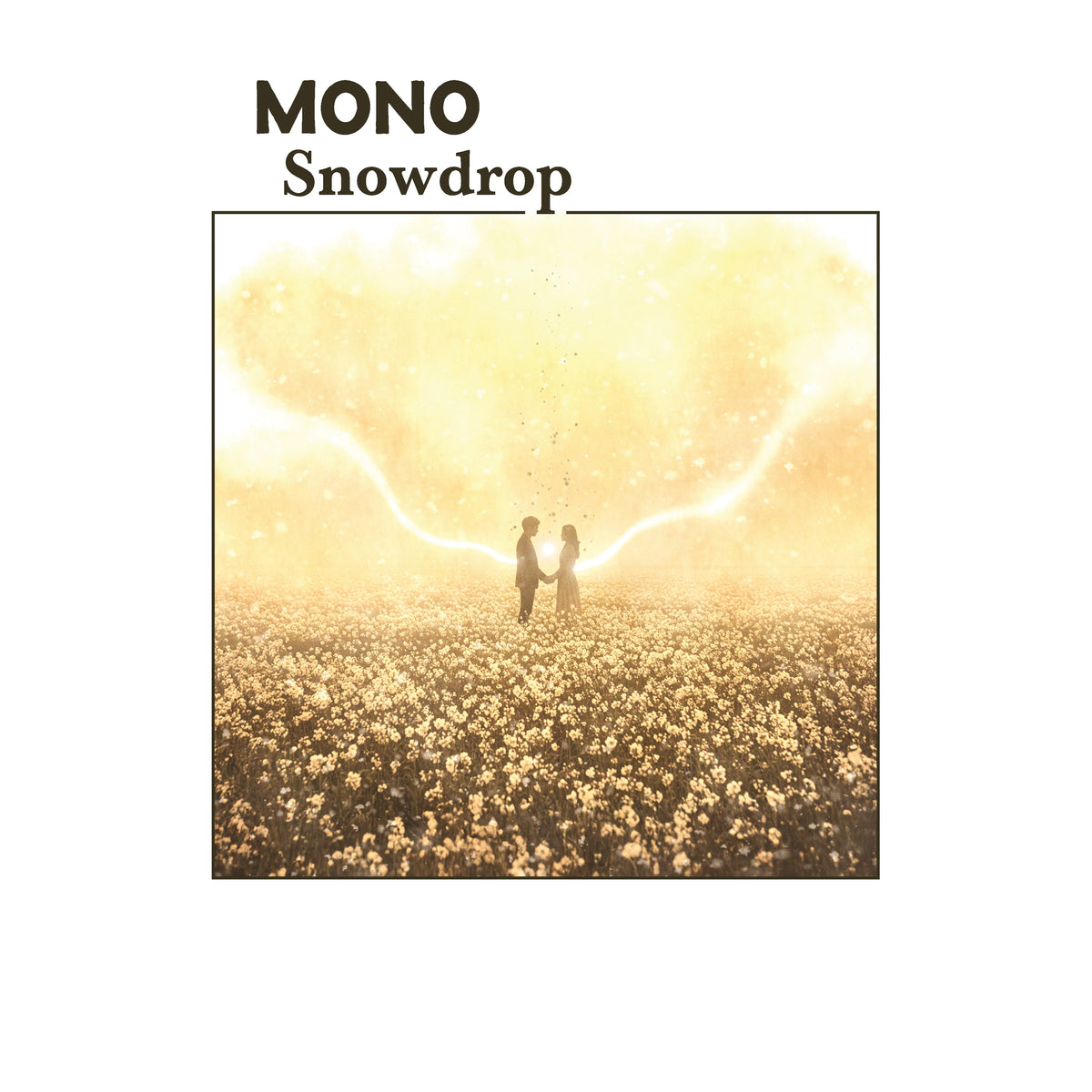 Album cover: couple in a field of white flowers, golden light.