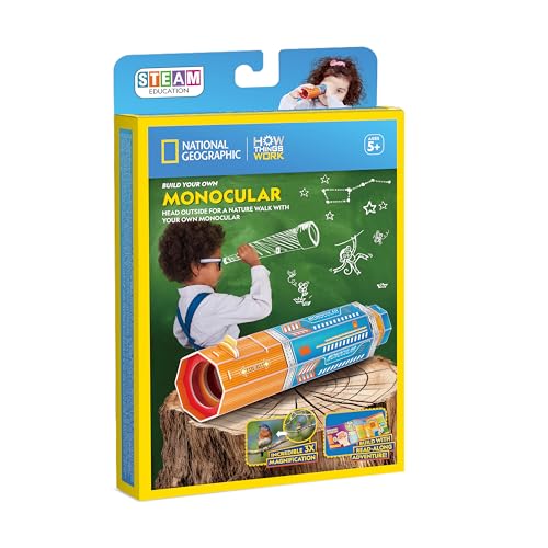 Box for a National Geographic monocular building kit with children shown.