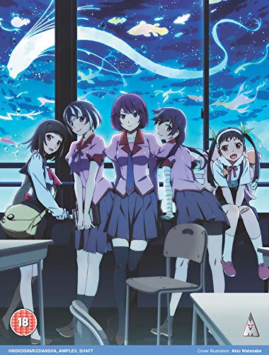 "Anime cover art featuring five schoolgirls in a classroom with a large window."