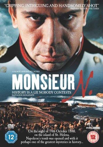 DVD cover for “Monsieur N” featuring a stern-faced man and battlefield scene.