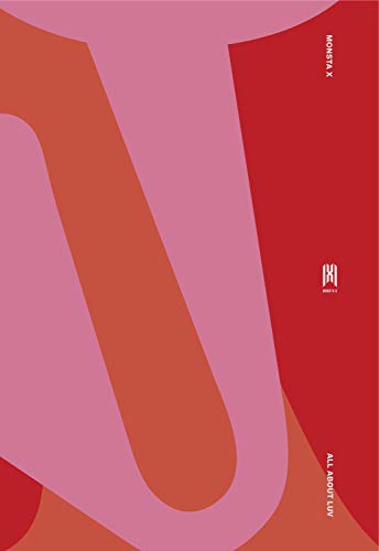 Monsta X "All About Luv" CD digipak with abstract red and pink design.