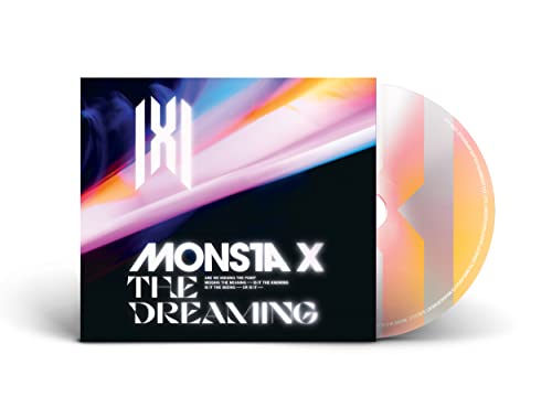 Monsta X album "The Dreaming" with CD, featuring abstract colorful design.