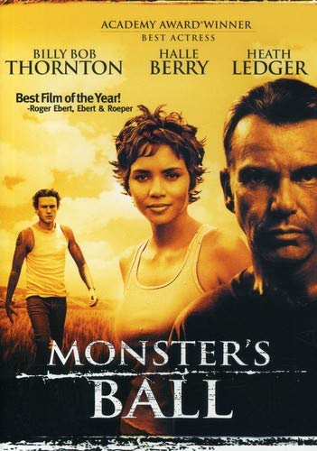DVD cover for "Monster's Ball" featuring Halle Berry, Billy Bob Thornton, and Heath Ledger.