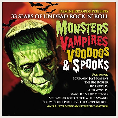 CD cover featuring Frankenstein’s monster and spooky, colorful text.