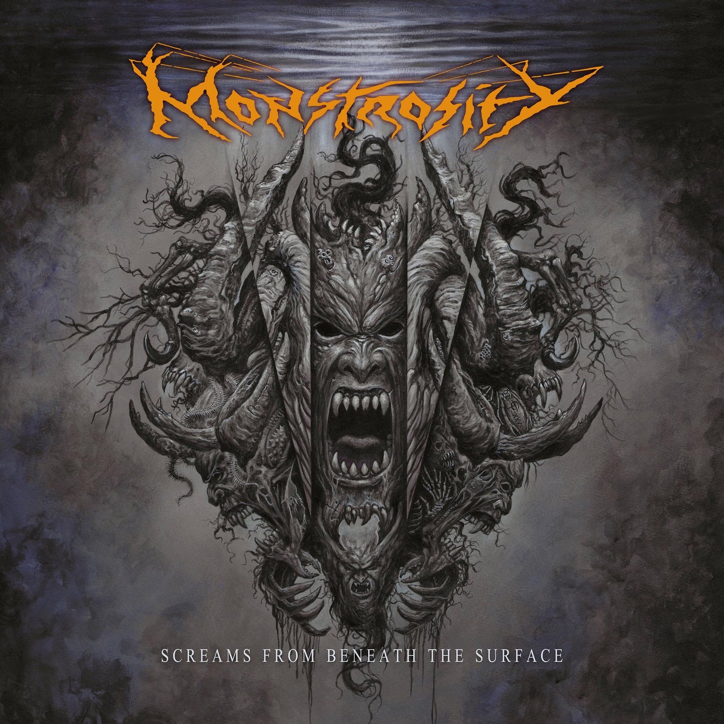 CD cover for Monstrosity, featuring a detailed, monstrous face illustration.
