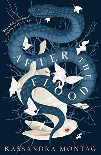 Book cover: blue snake, white birds, and a rabbit on dark branches.