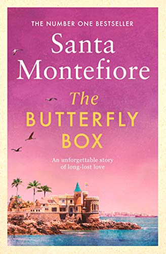 Book cover: "The Butterfly Box" by Santa Montefiore, with a coastal scene.