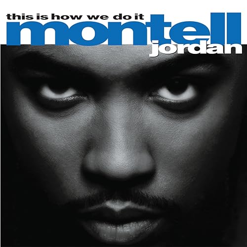 Montell Jordan album cover, close-up of face in black and white.
