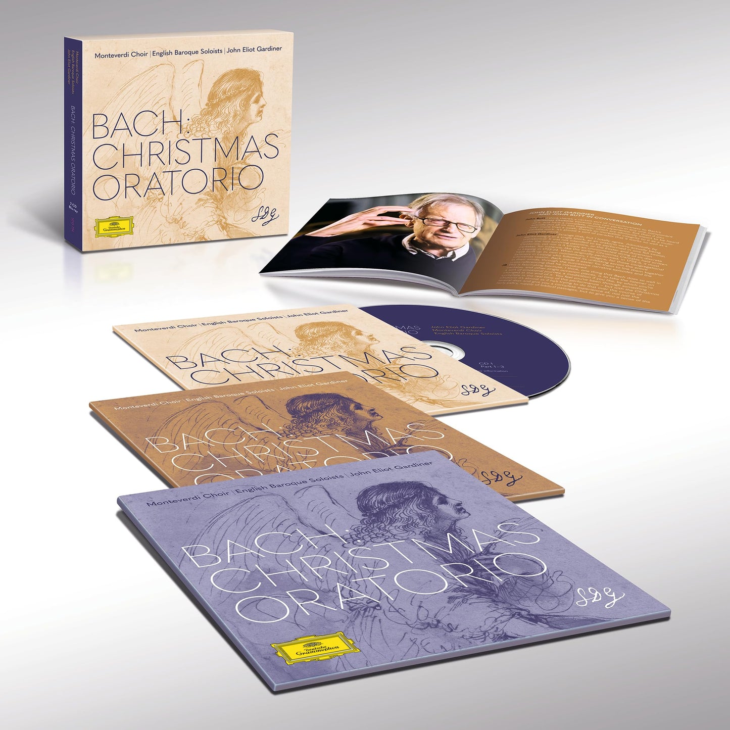 Bach's Christmas Oratorio CD with conductor John Eliot Gardiner pictured.