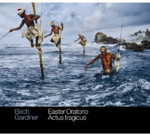 CD cover: Sri Lankan stilt fishermen in a turbulent blue ocean.