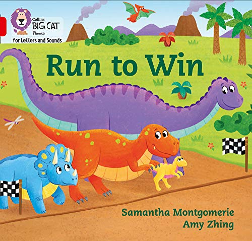Book cover with colorful dinosaurs racing through a jungle landscape.