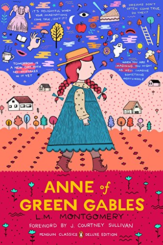 Book cover: “Anne of Green Gables” with illustrated girl in braids.