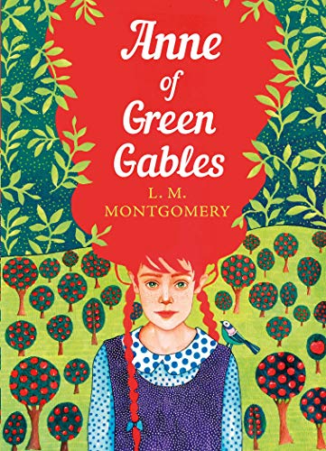 Book cover featuring red-haired Anne Shirley with a bird and floral background.