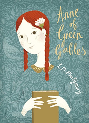 "Illustrated book cover featuring a red-haired girl and hands holding a book."