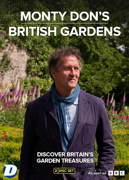 Monty Don standing in a lush garden on the cover of a DVD set.