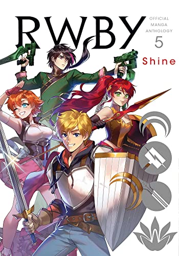 RWBY manga anthology volume 5 cover featuring four characters with weapons.