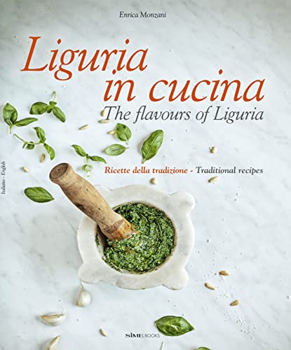 Cookbook cover featuring pesto, mortar and pestle, and basil leaves.