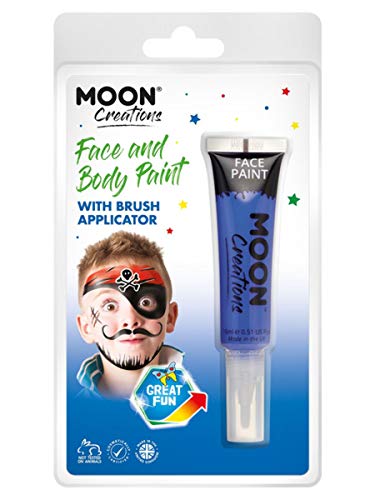 Dark blue face and body paint tube with pirate-painted child.