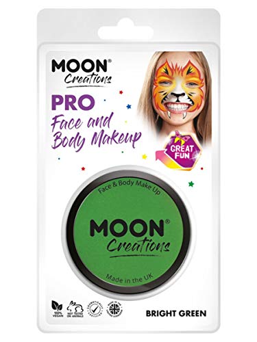 Bright green face paint pot with packaging showing tiger face paint.